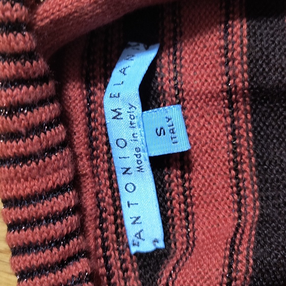 Antonio Melani asymmetrical striped cardigan, size small, burn orange and brown - Picture 2 of 6